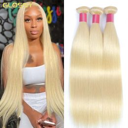 Wigs 613 Blonde Straight Human Hair Bundles With Closure Brazilian 30 34 Inch Raw Hair Human Hair Bundles Hair Extensions For Women