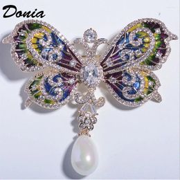 Brooches Donia Jewelry Fashion Butterfly Brooch Insect Pin Copper Micro-inlaid Zircon Enamel Coat Accessories
