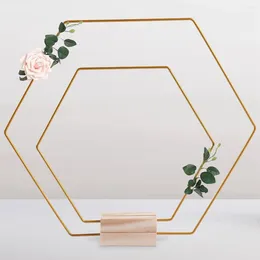 Party Decoration Metal Floral Hoop With Wooden Base For Wedding Table Centerpiece DIY Wreath Flower Garland Home Ornaments