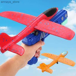 Gun Toys Foam Plane 10M Launcher Catapult Glider Aeroplane Gun Toy Children Outdoor Game Bubble Model Shooting Fly Roundabout ToysL2404