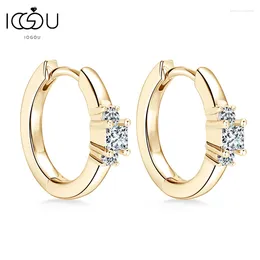 Hoop Earrings IOGOU 3 Stone Princess Cut Moissanite Diamond 925 Sterling Silver Jewelry For Women