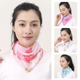 Scarves Fashion Square Silk Scarf Small Gold Ball Magnetic Snap Lazy Spring Summer Versatile Multi-Functional Neckerchief