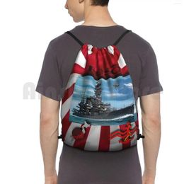 Backpack Battleship " Fuso Drawstring Bags Gym Bag Waterproof Warships Ships Japan Idea Online Games Armed Forces