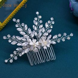 Hair Clips DZ054 Crystal Bridal Headpieces Flower Comb Bridesmaid Tiara Wedding Jewellery Rhinestones Accessories Women