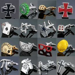 Links factory outlet fashion men's French shirt cufflinks wholesale Crosses playing cards dice 18 kinds of design Cufflinks