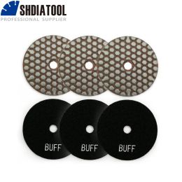 Shavers Shdiatool 6pcs Diameter 100mm/4inch Resin Bond Diamond Flexible Polishing Pads #black Buff Dry Sanding Discs