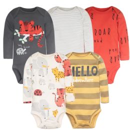One-Pieces 5PCS/LOT Cotton Baby Bodysuits Unisex Infant Jumpsuit Fashion Baby Boys Girls Clothes Long Sleeve Newborn Baby Clothing Set