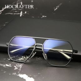 Frames Hdcrafter Metal Oversized Computer Eye Glasses Antiblue Rays Photochromic Lenses Eyeglasses Frame for Women Men Oculos De Grau