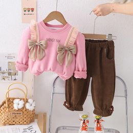 Clothing Sets Kids Baby Girl Boutique Clothes 2024 Spring Casual O-neck Long Sleeve T-shirts And Pants Toddler Girls Outfits Children's