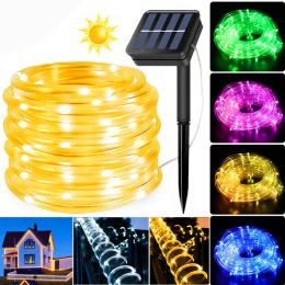 Strips Solar Rope Strip Light Fairy String Garden Christmas Decoration Garland Xmas Solar Rope String Light Fairy Strip 32M/22M/12M/7M