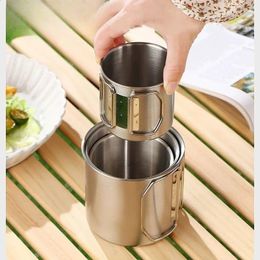 Travel Cup Folding Water Cup Stainless Steel Mug Camping Cups Household Utensils Coffee Foldable Collapsible Eco Reusable Dining 240420