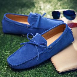 Loafers Men Handmade Leather Shoes Casual Driving Flats Slip-on Shoes Moccasins Boat Shoes Plus Size Lace-up lazy bean shoes 240410