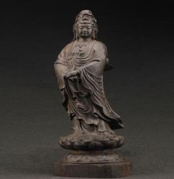 China039s large decorative manual old ebony wood carving of the statue of kuan Yin5403512