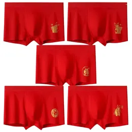 Underpants 5pcs/lot Male Red Panties Cotton Boxers Comfortable Men's Underwear Brand Shorts Man Boxer Size L-6XL QW7011