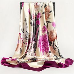 Scarves Luxury Quality Silk Summer Lady 90cm Square Scarf Sunscreen Shawls Women Fashion Hair Neck Beach Hijab