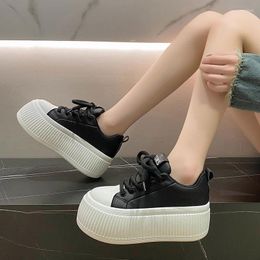 Casual Shoes 6.5CM High Platform Sneakers Women Leather Sport Autumn Vulcanised Skateboard Woman Chaussures Femme