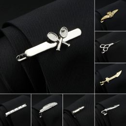 Clips Men Alloy Metal Sliver Color Tie Clips 27 Designs Option Scissors Fish Bone Beard Wing Animal Clip Bar Wedding Party Jewelry Pin