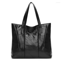 Shoulder Bags Fashion Black Large Capacity Tote Casual Pu Leather Handbag Female Solid Colour For Women
