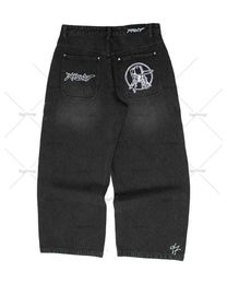 Frauen Jeans American Hip-Hop Punk hoch taillierter Weitbein Hosen Frauen Y2K Retro Anime Print Hosen Street Modemarke Übergroße Jeans Männer 240423