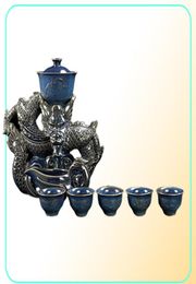 11pcs set Portable ceramics Set semiautomatic Spin infuser Handmade kettle cup Household porcelain ware drinkwar2921381648