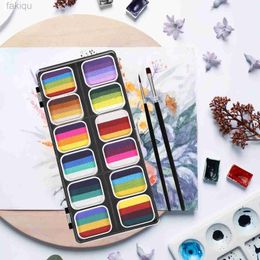 Body Paint Face Paint Palette Makeup Kit 12 Water based Paints for Halloween Cosplay Practical with 2 Brushes Face Painting Set Colorful d240424