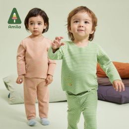 Bloomers Amila Baby Underwear Set 2023 Autumn New Seamless Cutting Colours Pattern Printing Boys Girls Cotton Children Homewear Clothes