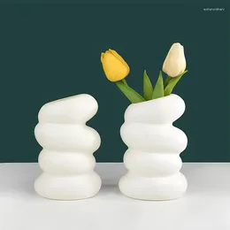 Vases 1Pc Nordic Style Spiral Vase White Plastic Flower For Wedding Decoration Home Dining Table Bedroom Arrangement Decor