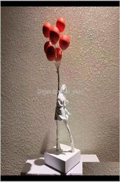 Arts And Crafts Luxurious Balloon Statues Banksy Flying Balloons Girl Art Sculpture Resin Craft Home Decoration Christmas Gift 57C6267694