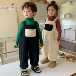 Pants Newborn Baby Girl Boy Cotton Padded Suspender Pant Middle Waist Bottom Autumn Infant Toddler Pocket Trouser Baby Clothes 9M3Y