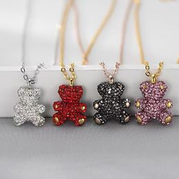 Designerschmuck Frauen Halskette Diamant Gold plattiert, mit Kasten, hochwertige Luxus -Teddybären -Frauen -Colarbone -Kette für Frauen