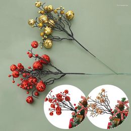 Decorative Flowers Berry Artificial Flower Christmas Sequin Bouquet Plastic Fake Table Vase Accessories For Home Year Xmas Decorations