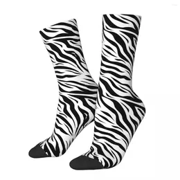 Men's Socks Funny Harajuku Zebra Skin Black And White Merchandise Super Soft Sport Unisex Winter Christmas Present