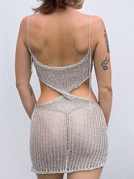 Casual Dresses Fashion Style Women's Clothing 2024 Summer Sexy Stylish Skirt Female Open Back Cutout Sling Dress