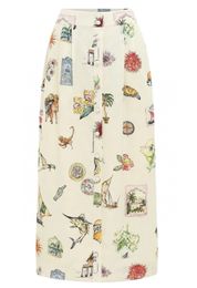 Trend 24 New Linen Sunset Print Versatile High Waist Holiday Skirt