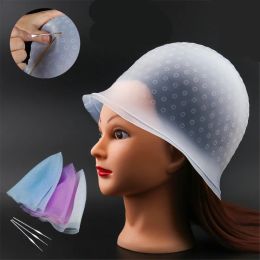 Tools 1PC Reusable Silicone Hair Coloring Cap With Needle Hair Highlights Cap Needle Hair Coloring Cap Hair Dye Hat Hair Styling Tool