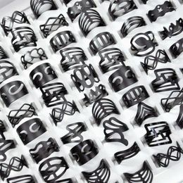 Cluster Rings 300Pcs Vintage Matte Black Alloy Ring Gypsy Adjustable Finger Tattoo Lots For Women Men Mix Style Jewellery Wholesale LR4040