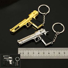Gun Toys Alloy 1 4 Scale Desert Eagle Pistol Keychain Mini Toy Gun Weapon Model Metal Keychain For Adult Kids Christmas GiftL2404