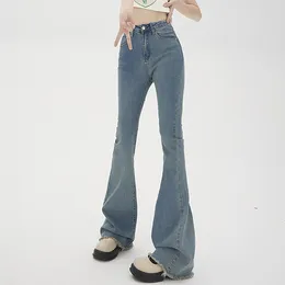 Women's Jeans Denim Trousers Women Stretch High Waist Bell Bottom Woman With Female Flare Trouser Street