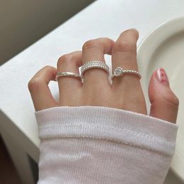 Cluster Rings 925 Sterling Silver Zircon Bead Ring For Women Girl Fashion Party Gift Versatile Sweet Cool Vintage Korean Jewelry Drop