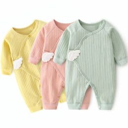 One-Pieces Lawadka 06M Spring Autumn Newborn Baby Girl Boy Romper Cotton Solid Soft Infant Jumpsuit With Wing Casual Clothes For Girls Boy