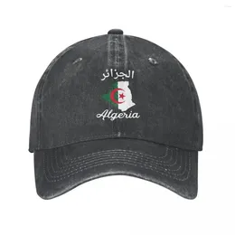 Ball Caps Algeria Flag Map Baseball Cap Vintage Distressed Denim Algerian Snapback Unisex Style Activities Adjustable Fit Hats