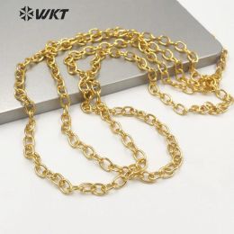 Necklaces WTBC154 women fashion resist tarnishable 10mm gold link chain for Jewellery necklace populared gold brass chain DIY design