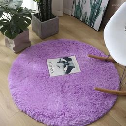 Carpets Bedroom Round Silk Non-slip Blanket Carpet Waterproof Long Hair Tie-dyed Coat Room Decorative Gray22