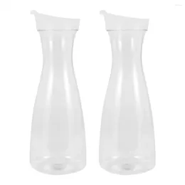 Mugs 2Pcs 1L Plastic Water Carafes With White Flip Tab Lids- Food Grade & Recyclable Shatterproof Pitchers - Juice Jar