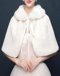 2021 Bridal Winter Warm Cape Fur Shawl Cloak Wedding Outerwear Bolero Wrap Cape Stole Women Jacket Coat Shrug for Party Dresses BD4933495