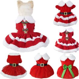 Parkas Christmas Dog Dresses For Small Dogs Holiday Party Santa Cosplay Clothes Cat Pet Xmas Fancy Princess Puppy Costume Cat Clothing