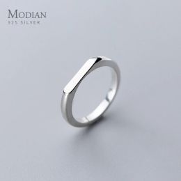 Rings Modian Authentic 925 Sterling Silver Geometric Cut Line Ring for Women Gift Fashion Minimalist Ring Fine Jewelry Accessories