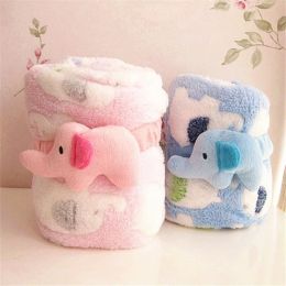 Pillows Cute Elephant Cartoon Baby Blanket Newborn Elephant Air Conditioning Quilt Coral Velvet Pillow Quilt dualuse Baby Products