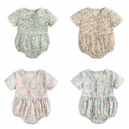 One-Pieces Sanlutoz Newborn Flowers Baby Girls Bodysuits Cotton Baby Bodysuit Short Sleeve Summer Infant Clothing Princess