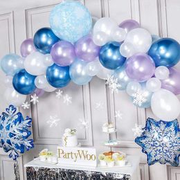 Party Decoration 69pcs Kids Birthday Suppliers Snowflake Foil Balloons Garland Arch Kit Christmas Winter Home Background
